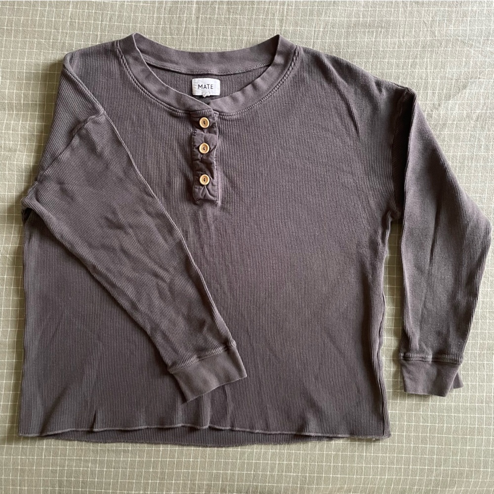 Mate the Label organic cotton waffle knit henley